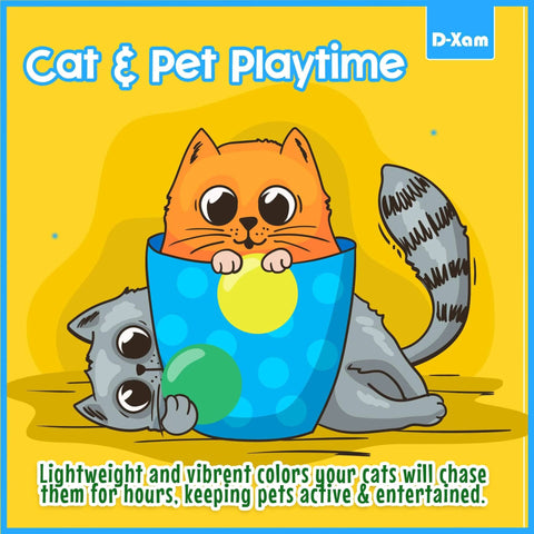 Illustration of two playful cats with colorful balls for pet playtime