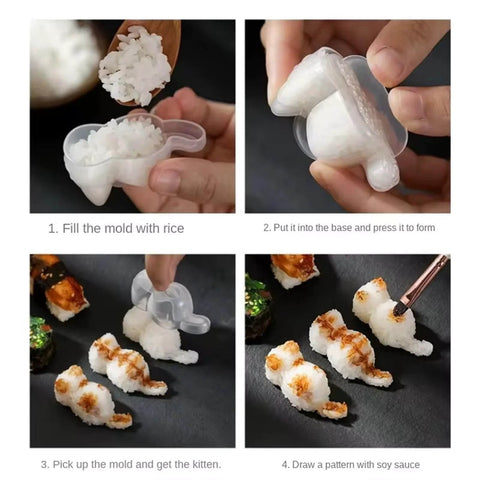 Steps to use Cat Shaped Rice Molds Set Of 2 For Fun Meal Prep And Kid Friendly Creative Lunches With Cute Sushi Rolls Mash Potatoes