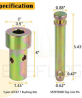 Two Pack Cat 1 Quick Hitch Adapter Bushing Kit For Category I 3-Point Tractors Include 5-1/2 Inch Top-Link Pin and Heavy-Duty Lynch Pin, dimensions illustrated.