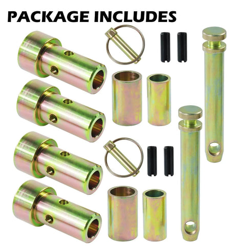 Two Pack CAT 1 Quick Hitch Adapter Bushing Kit With Top Link Pin And Lynch Pin For Category 1 3 Point Hitches And Tractors