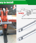 Cat 1 Tractor Top Link Pin Hitch Replacement Fits 195589M1 AC339942 Three Quarter Inch Pin Diameter Three And Three Quarter Inch Usable Length Five And A Half Inch Overall Length Durable Four Pack with illustration of installation and two pins displayed.