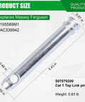 Cat 1 Tractor Top Link Pin Hitch Replacement Fits 195589M1 AC339942 Three Quarter Inch Pin Diameter Three And Three Quarter Inch Usable Length Five And A Half Inch Overall Length Durable Four Pack shown with dimensions