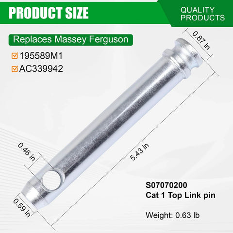 Cat 1 Tractor Top Link Pin Hitch Replacement Fits 195589M1 AC339942 Three Quarter Inch Pin Diameter Three And Three Quarter Inch Usable Length Five And A Half Inch Overall Length Durable Four Pack shown with dimensions