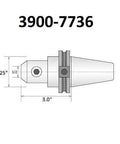 Side view of Half Inch Cat 40 V Flange End Mill Holder With Three Inch Gage Depth For Precision Milling Balanced To 18000 RPM And 0.0003 Inch Tolerance