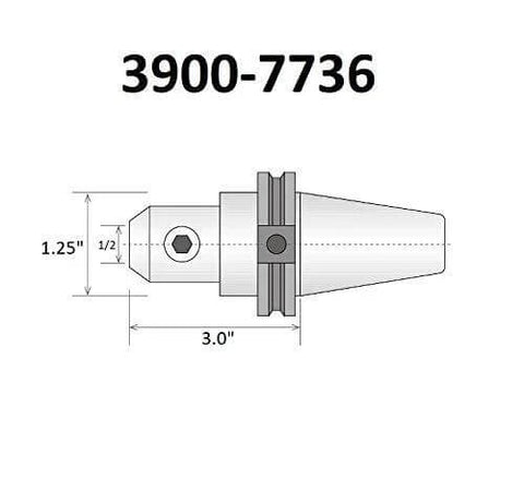 Side view of Half Inch Cat 40 V Flange End Mill Holder With Three Inch Gage Depth For Precision Milling Balanced To 18000 RPM And 0.0003 Inch Tolerance