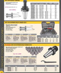 Catalog page featuring CAT 40 ER collet holders and chuck sets with detailed specifications and images of the tools and kits.