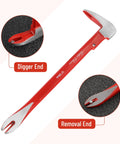 Close-up of a Cat's Paw Nail Puller Set Three Piece Pry Bar Kit Includes 8 Inch 10 Inch and 12 Inch Nail Removers with red coated grips