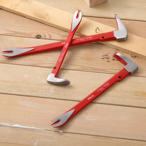 Cat's Paw Nail Puller Set Three Piece Pry Bar Kit Includes 8 Inch 10 Inch And 12 Inch Nail Removers With Red Coated Grips