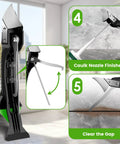 Caulking Tool 5 In 1 Silicone Caulking Grout Removal Sealant Finishing Tool With Grout Scraper showing different uses.