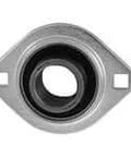 Front view of 3/4 in Narrow Set Screw Pressed Steel Flange Bearing Single Pillow Block Unit for Shaft Mounting, Narrow 2-Bolt Flange Housing