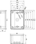 Dimensions of Universal Waterproof CCTV Camera Enclosure Box With ABS Construction IP66 Weatherproof Junction Box for outdoor projects.
