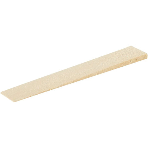 Close-up of 8 Inch Cedar Wood Shims showing tapered edge, part of 56 Pieces Per Box, 120 Contractor Boxes, from 3/8 To 1/16 Inch.