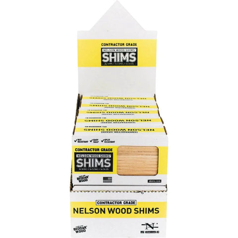 8 Inch Cedar Wood Shims 56 Pieces Per Box 120 Contractor Boxes Tapered From 3/8 To 1/16 Inch in packaging