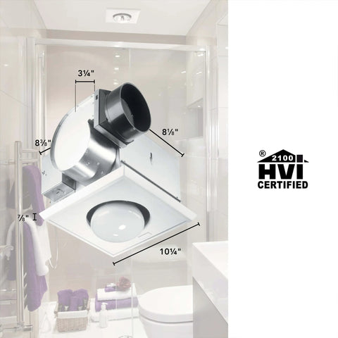 Ceiling Bathroom Exhaust Fan And Infrared Heater All In One 70 CFM 250 Watt BR40 Size Infrared Bulb Not Included 4.0 Sones Easy Install
