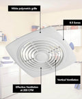 High Performance Ceiling Exhaust Fan 200 CFM 8.5 Sones White Vertical Discharge Ceiling Ventilation Fan With Polymeric Grille