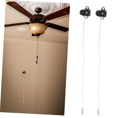 Two Pack Lamp Pull Cord Switch Replacement Rope For Wall Lamps And Ceiling Lights installed on ceiling fan