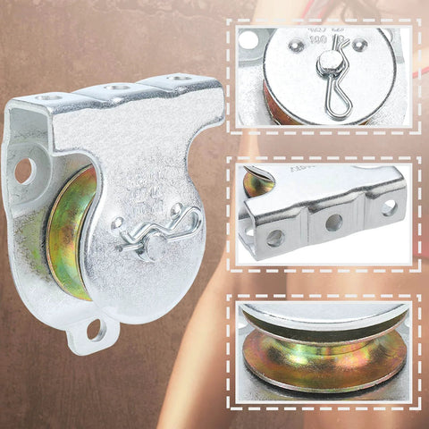 Ceiling Mount Single Pulley 1-1/2 Inch Wall Mount Pulley Ceiling Pulley for 3/8" Wire or Rope, Pack of 6, zinc-plated iron