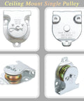 Ceiling Mount Single Pulley 1-1/2 Inch Wall Mount Pulley Ceiling Pulley for 3/8" Wire or Rope, Pack of 6, zinc-plated iron