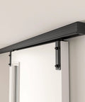 80 Inch Box Rail Sliding Barn Door Hardware Kit With Ceiling Mount For Exterior And Interior Use Heavy Duty Black Aluminum Track System