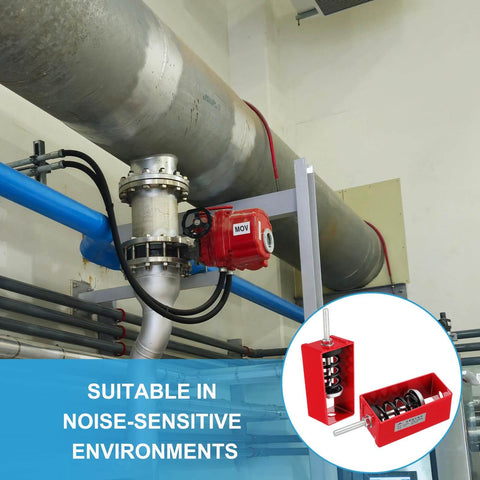 Ceiling Vibration Isolator Hangers 4 Pack With Mechanical Vibration Damping Mounts Red installed on pipe