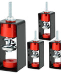 Durable ceiling vibration isolators fuse steel construction, premium springs, and silicone dampers for HVAC systems, 4-pack view.