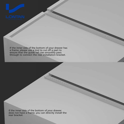 Center Mount Drawer Slides Bottom Mount for Cabinet and Dresser 14 Inch Heavy Duty Drawer Rails 9.74" Extension Glide Track diagram