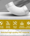 Two Pack Central Vacuum 90 Degree Elbow Fittings for 2 Inch Vacuum Pipe to Connect Two Pieces, Durable and Easy to Install