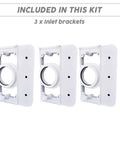 Three inlet brackets from Complete Central Vacuum Fittings Kit With 3 Low Voltage Inlets Excluding Pipes For Universal 2 Inch PVC Piping System.