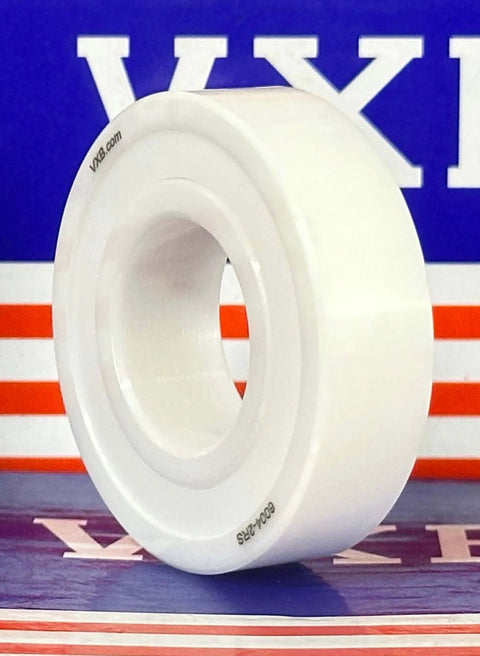 Close-up of a 30-Pack Full Ceramic 6004-2rs ZrO2 Ball Bearing 20x42x12mm with PTFE cage on branded background