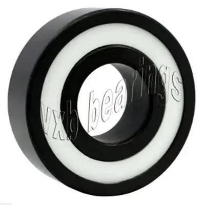 Front view of 25-Pack Bearings 6001-2rs Sealed Full Ceramic Si3N4, 12x28x8mm, showing black and white ceramic design.