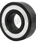 Side view of a 25-Pack Bearings 6001-2rs Sealed Full Ceramic Si3N4 Bearing, 12x28x8mm, showing ceramic construction with PTFE cage material.