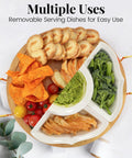 Ceramic Lazy Susan Party Serving Tray With Divided Sections For Appetizers Fruits Veggies And Dip Rotating Serving Tray