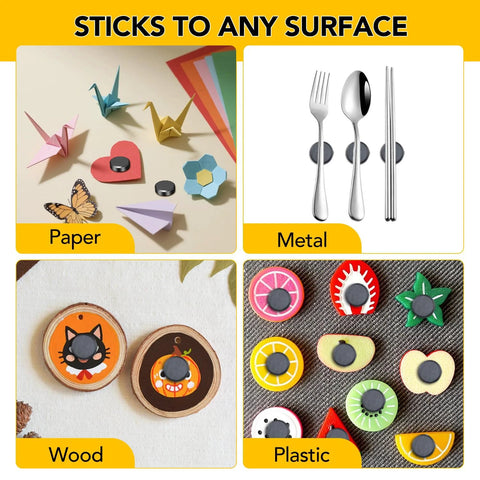90 Magnetic Adhesive Dots Ceramic Magnets 0.7 Inch With Sticky Backing used on paper, metal, wood, and plastic surfaces