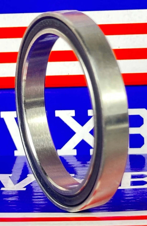 Ceramic S6808-2RS Bearing 40x52x7 Premium ABEC-5 Bearing side view showing stainless steel construction and rubber seals.
