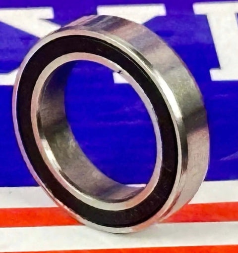 Premium 6701-2RS Bearing 12x18x4 Sealed Ball Bearing showing close-up side view with rubber seal and chrome steel finish.