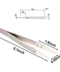 Ceramic Tip Tweezers For Precision Electrical Work With Non Conductive Ceramic Tips, Stainless Steel Build, Heat Resistant shown with measurements.