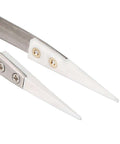 Ceramic Tip Tweezers For Precision Electrical Work With Non Conductive Ceramic Tips, Stainless Steel Build, close-up of tweezers tips