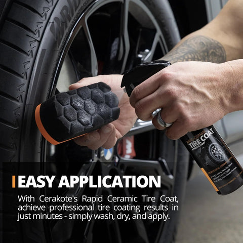 Applying Cerakote Rapid Ceramic Tire Coat Showroom New Tire Shine With Deep Black Finish That Lasts Up To 10x Longer