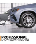 Close-up of car tire treated with Cerakote Rapid Ceramic Tire Coat Showroom New Tire Shine With Deep Black Finish