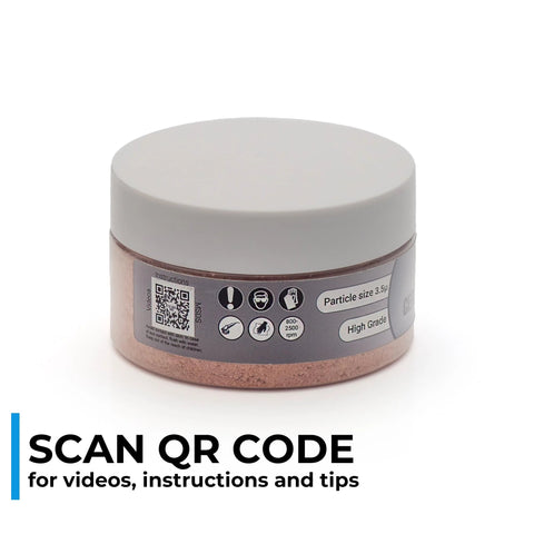 Front view of Cerium Oxide Glass Polish Pro in a single 100 g jar with 3.5 micron, TREO 85% formula, displaying high-grade label and QR code.