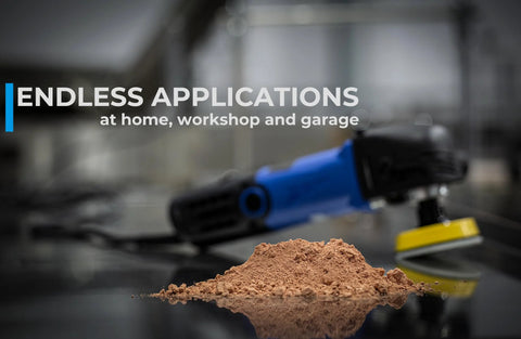 Cerium Oxide Glass Polish Pro restores clarity by repairing light defects on glass surfaces and mirrors, powder with polisher