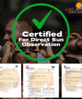 AAS Approved ISO and CE Solar Eclipse Glasses for 2026 Total Eclipse in Spain, certified for direct sun observation.