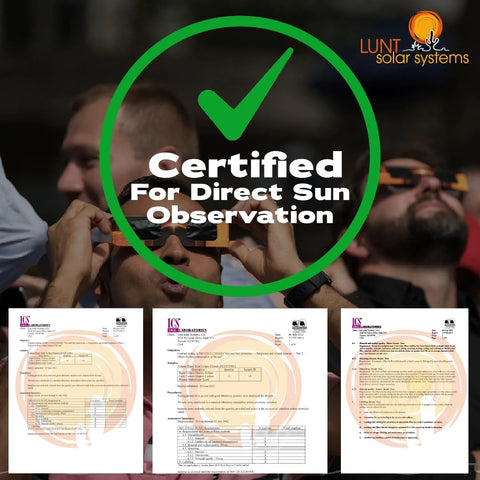 AAS Approved ISO and CE Solar Eclipse Glasses for 2026 Total Eclipse in Spain, certified for direct sun observation.