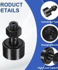 Close-up of ✝️ 2pcs cf-1-1/4-sb cr20 cam follower track runner bearings with hexagon socket, chrome steel, 1-1/4" roller dia, 1/2-20 unf stud type.