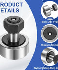 Cam Follower Track Runner Bearing CF20 KR52 PPX Chrome Steel Needle Roller Stud Type with hex socket and sealing ring details