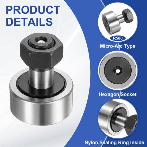 Cam Follower Track Runner Bearing CF20 KR52 PPX Chrome Steel Needle Roller Stud Type with hex socket and sealing ring details