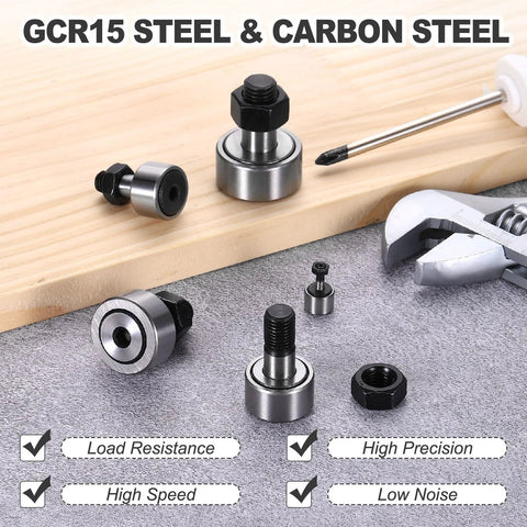 PATIKIL CF5/KR13 needle roller bearing set, 13 mm roller diameter, bolt-type track runners, 4 pcs
