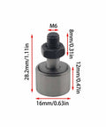 Four Pack Silver Bolt Roller Bearing CF6 Cam Follower for Machine Tool Guides and 3D Printers, 28.2mm length, M6 thread