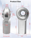 CF6 rod end bearing heim joint kit, 3/8 inch bore with 3/8-24 right hand female thread, product dimensions displayed.