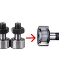 2pcs CF8 KR19 Cam Follower Needle Roller Bearing With M8x1.25mm Male Thread 19mm Roller Diameter shown with components